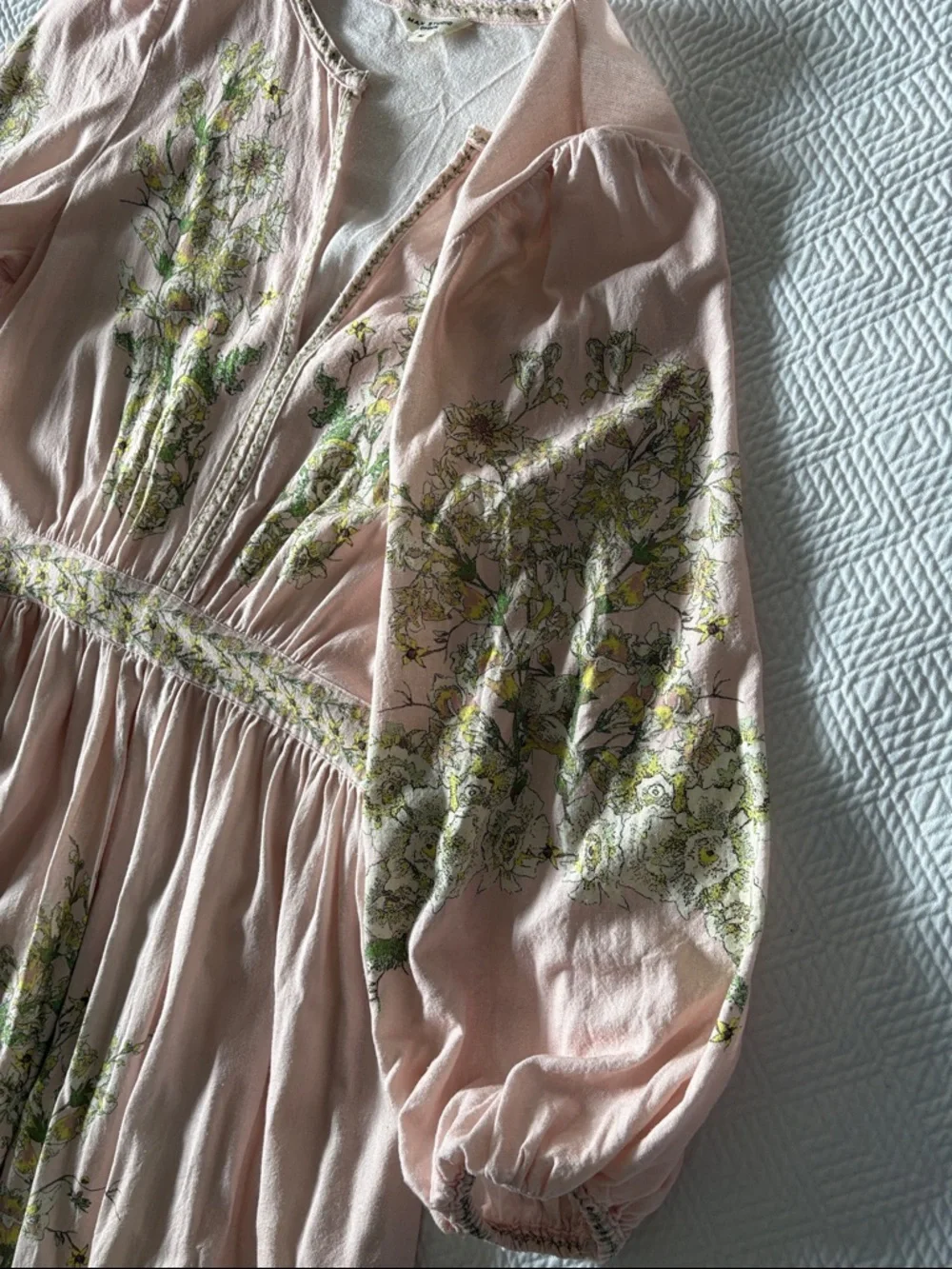 Blush Pink Floral Max Studio Maxi Linen Blend Dress - Picture 8 of 10